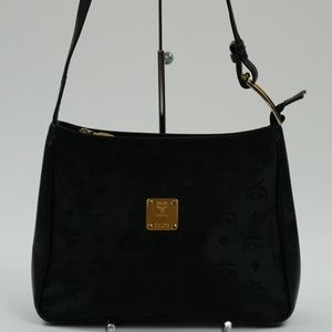 MCM Black Canvas Shoulder Bag